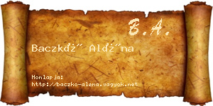 Baczkó Aléna névjegykártya